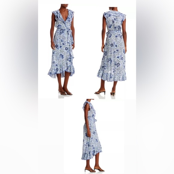 Poupette St. Barth Aude Blue Floral Wrap Dress size XS - Picture 1 of 6